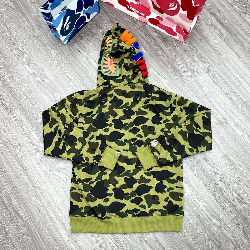 BAPE Fleece Single Hood Green Hoodie Style 2367