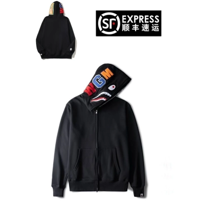 BAPE Single Hood Black Hoodie Style 6176 01