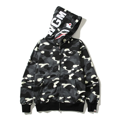 BAPE Single Hood Black White Hoodie Style 6004 02