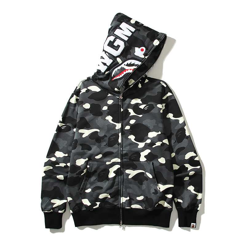 BAPE Single Hood Black White Hoodie Style 6004