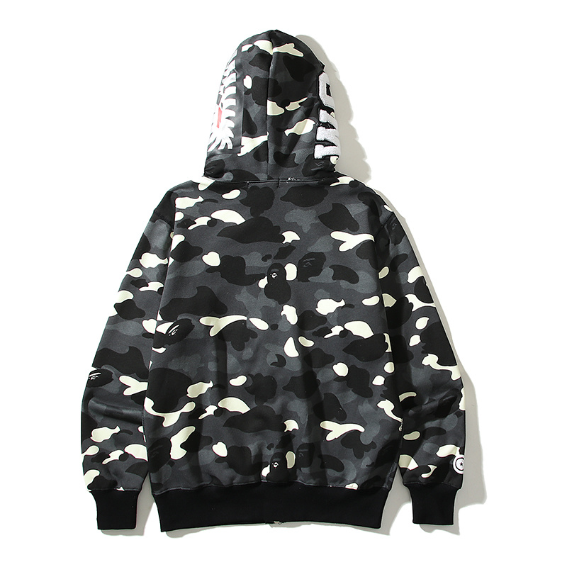 BAPE Single Hood Black White Hoodie Style 6004