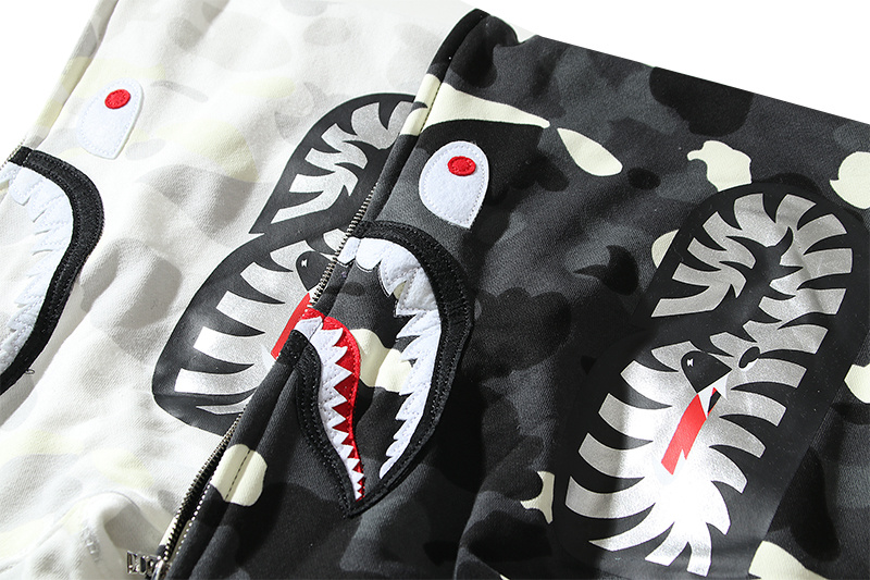 BAPE Single Hood Black White Hoodie Style 6004