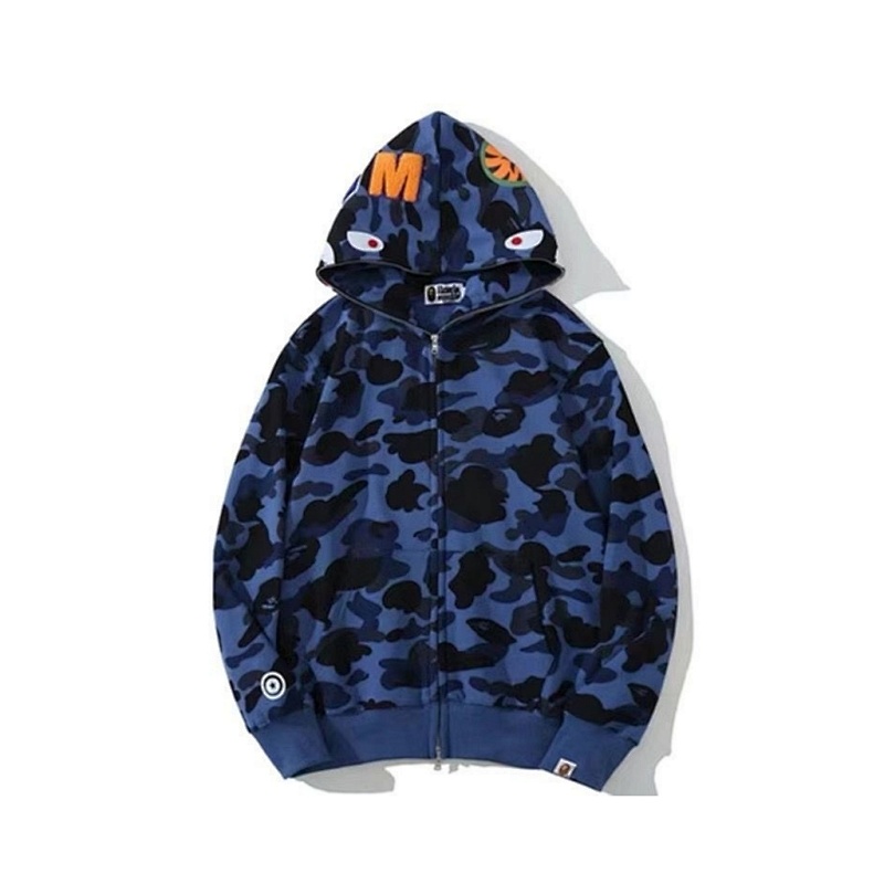 BAPE Single Hood Pink Blue Hoodie Style 2367
