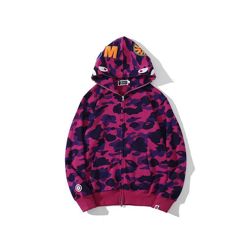 BAPE Single Hood Pink Blue Hoodie Style 2367