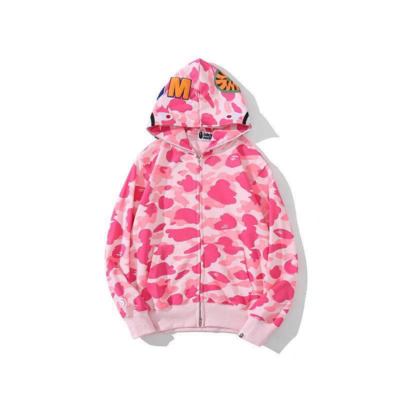 BAPE Single Hood Pink Blue Hoodie Style 2367