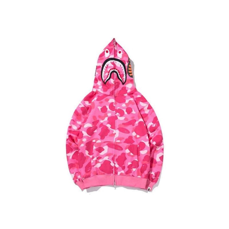 BAPE Single Hood Pink Blue Hoodie Style 2367