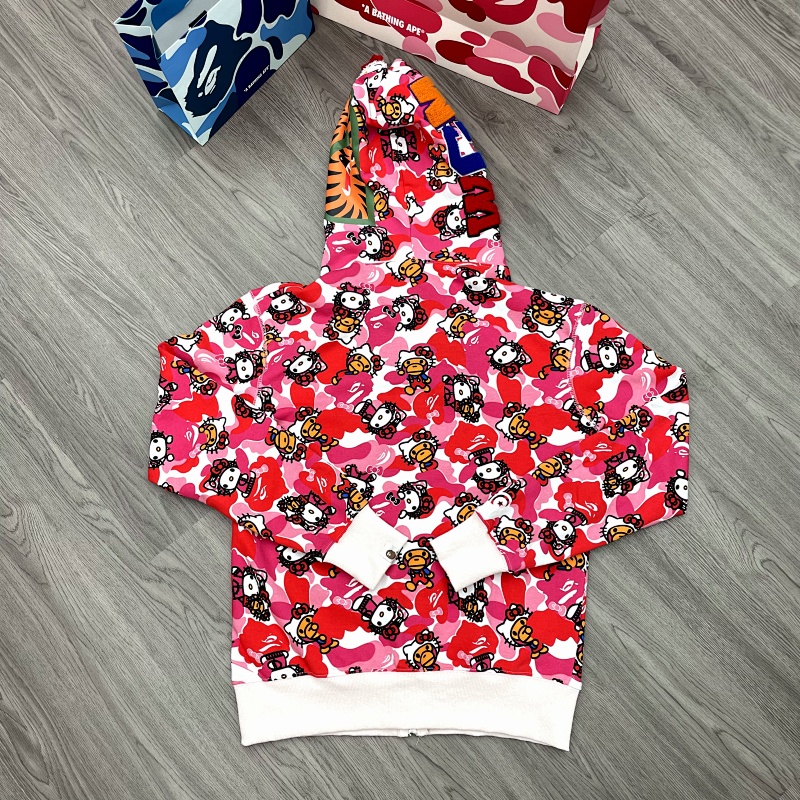 BAPE Single Hood Pink Hoodie Style 2390