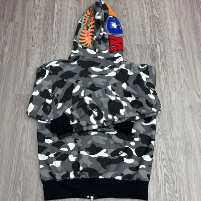 BAPE Spot Pattern Double Hood Black Hoodie Style 2356 01