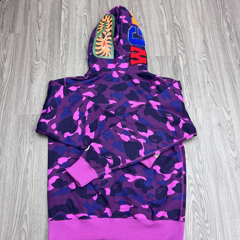 BAPE Tiger Head Double Hood Purple Hoodie Style 6776