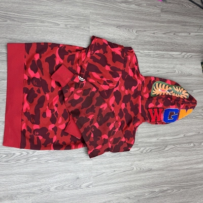 BAPE Tiger Head Double Hood Red Hoodie Style 6776 01
