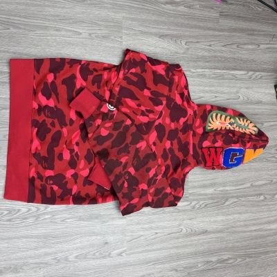 BAPE Tiger Head Double Hood Red Hoodie Style 6776 02