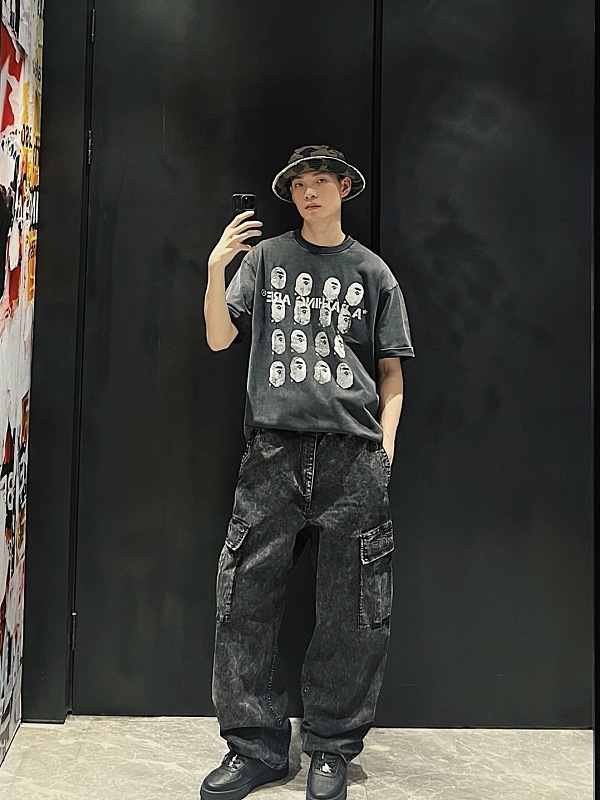 BAPE Washed Ape Head Short Sleeve T-Shirt Style 1