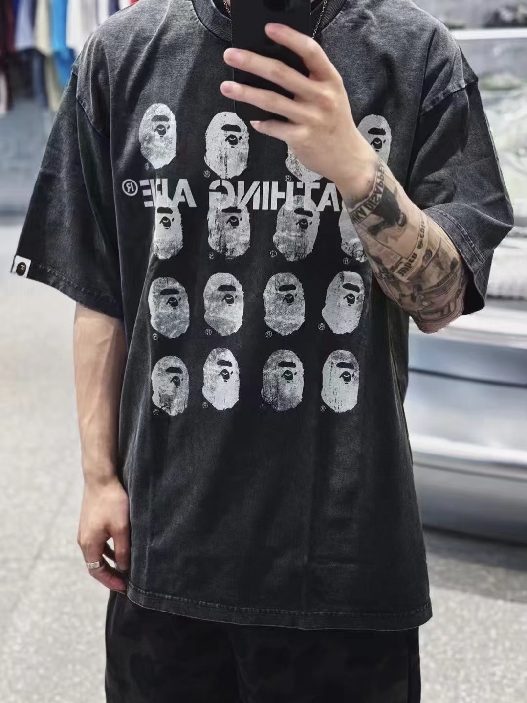 BAPE Washed Ape Head Short Sleeve T-Shirt Style 1