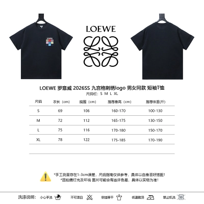 Loewe 2026SS Nine-Grid Embroidered Logo Unisex Short Sleeve T-Shirt -1 02