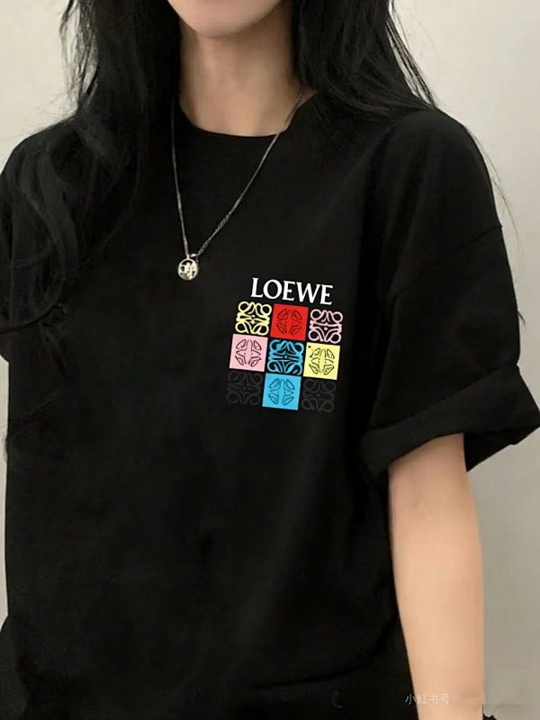 Loewe 2026SS Nine-Grid Embroidered Logo Unisex Short Sleeve T-Shirt -1
