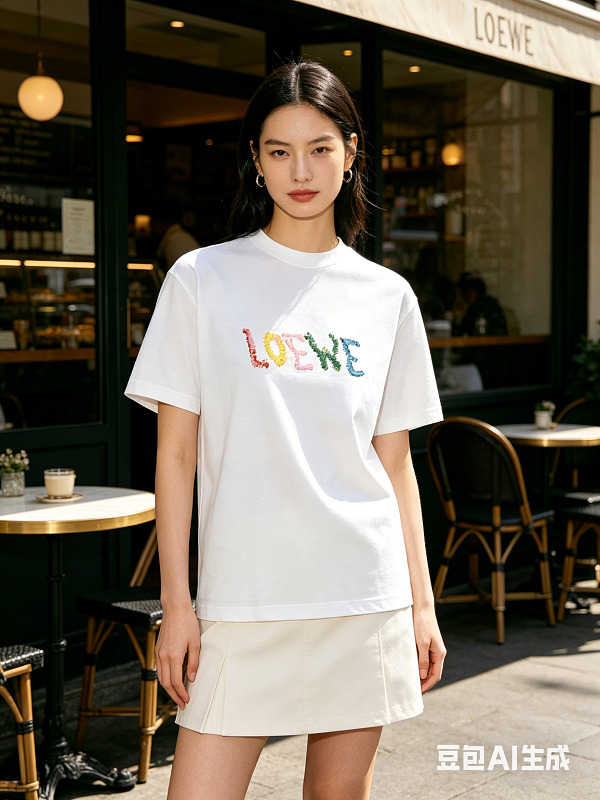 Loewe 24SS Rainbow Letter Embroidered Short Sleeve T-Shirt -1
