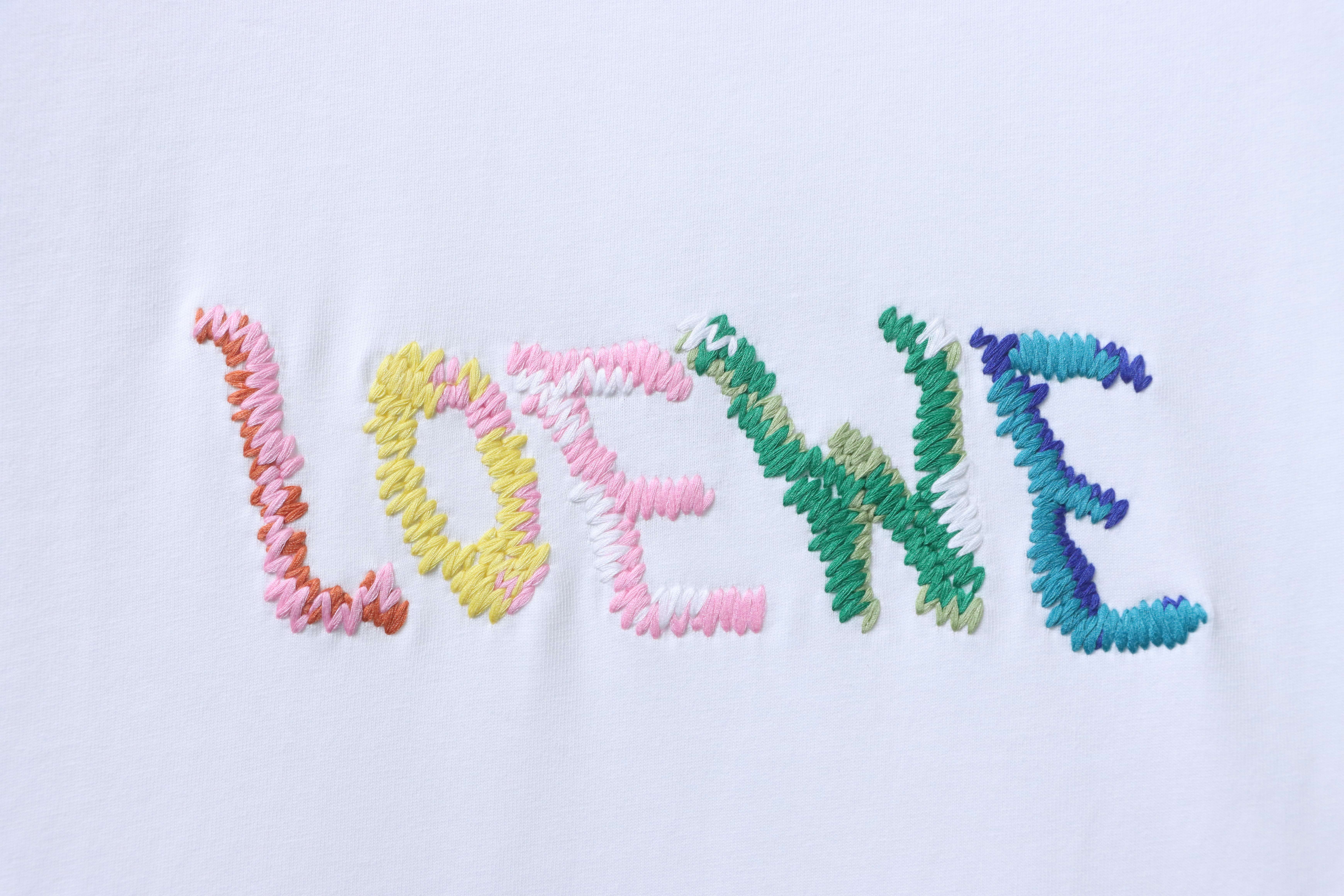 Loewe 24SS Rainbow Letter Embroidered Short Sleeve T-Shirt -1