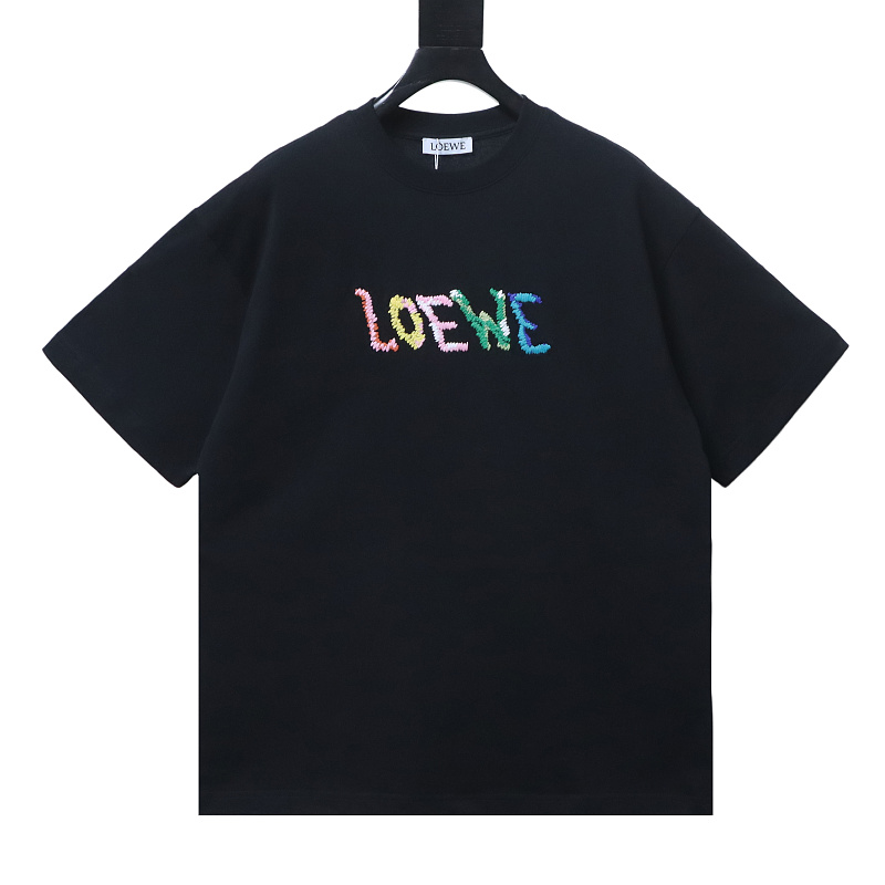 Loewe 24SS Rainbow Letter Embroidered Short Sleeve T-Shirt -2