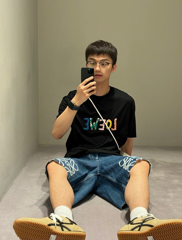 Loewe 24SS Rainbow Letter Embroidered Short Sleeve T-Shirt -2