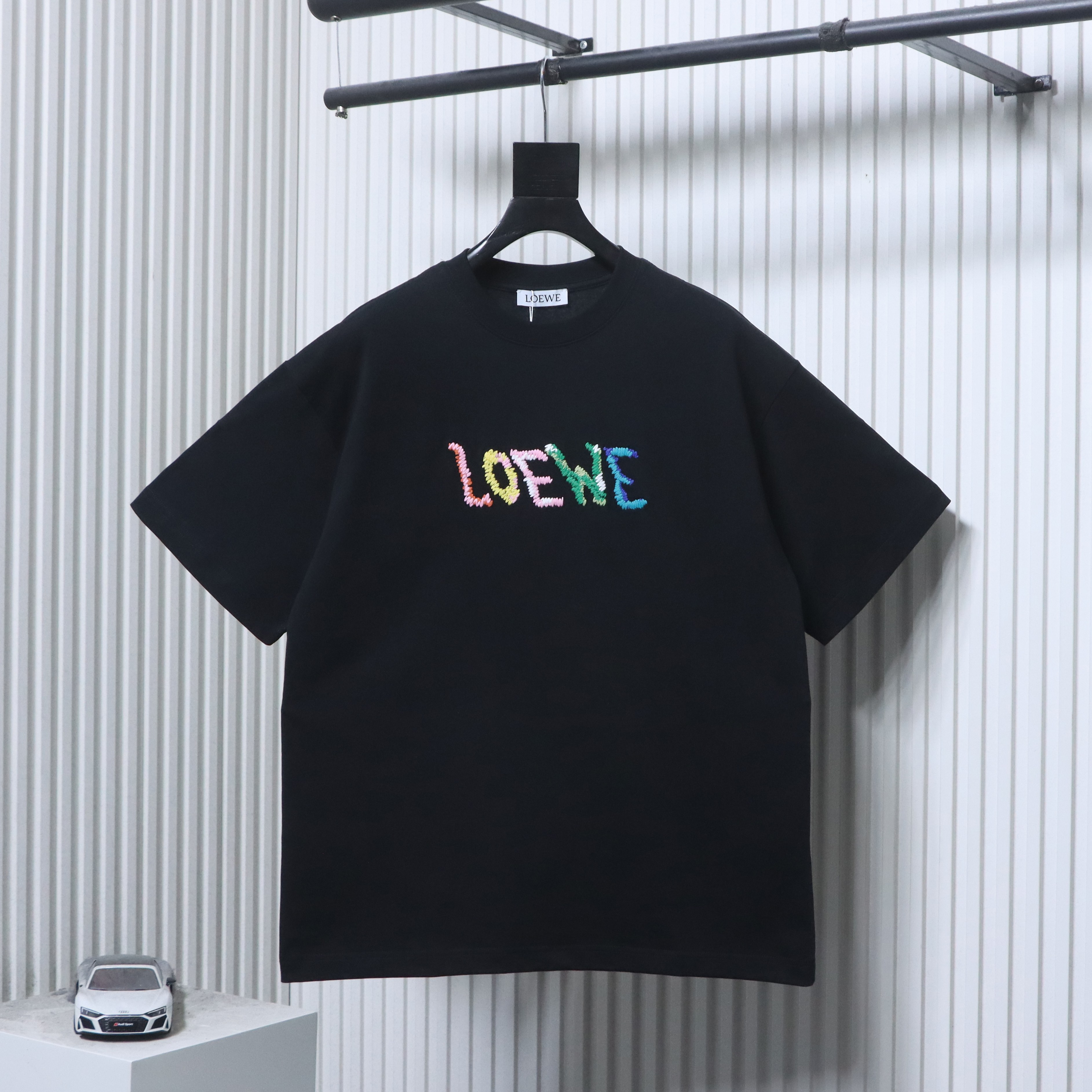 Loewe 24SS Rainbow Letter Embroidered Short Sleeve T-Shirt -2