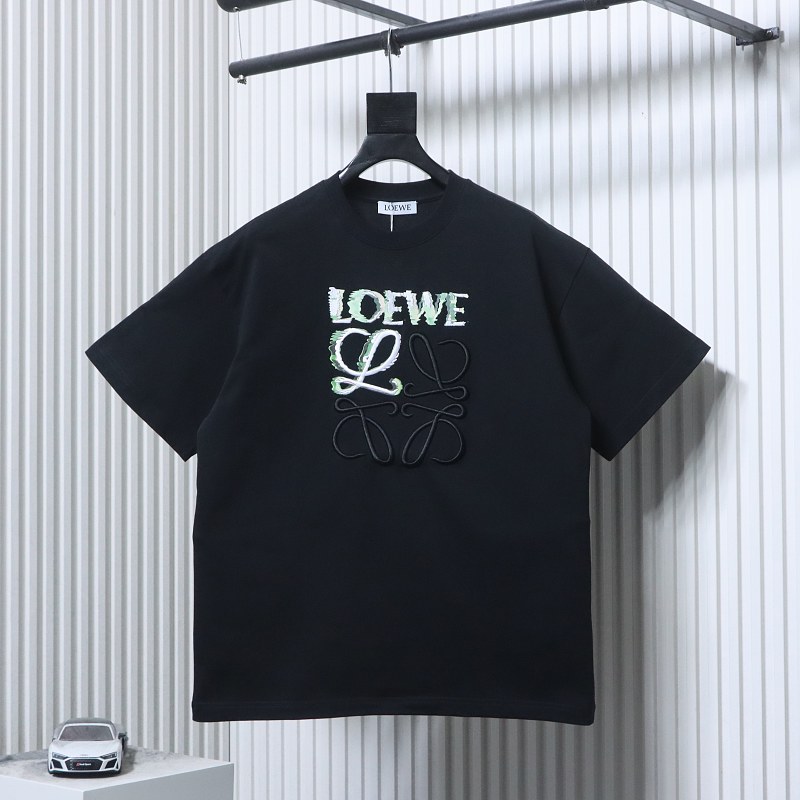 Loewe 24SS Semi Hand-Drawn Graffiti Embroidered Logo Short Sleeve T-Shirt -1