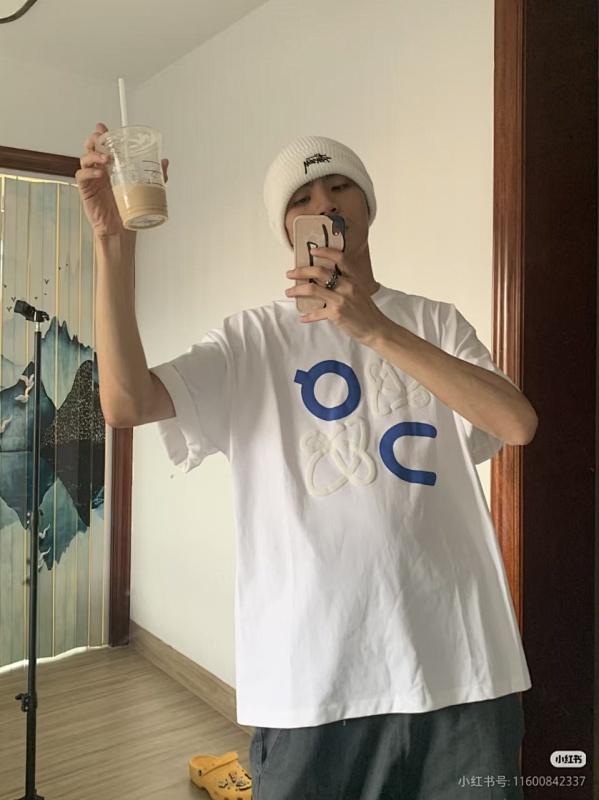 Loewe 25SS Suede Puff Print Logo Short Sleeve T-Shirt -1