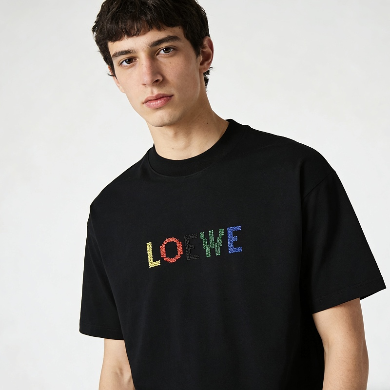 Loewe 26SS Colorful Logo Embroidered Short Sleeve T-Shirt -2