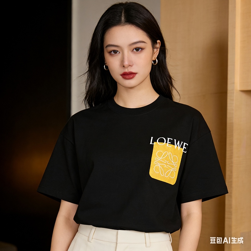 Loewe 26SS Faux Pocket Contrast Logo Short Sleeve T-Shirt -3