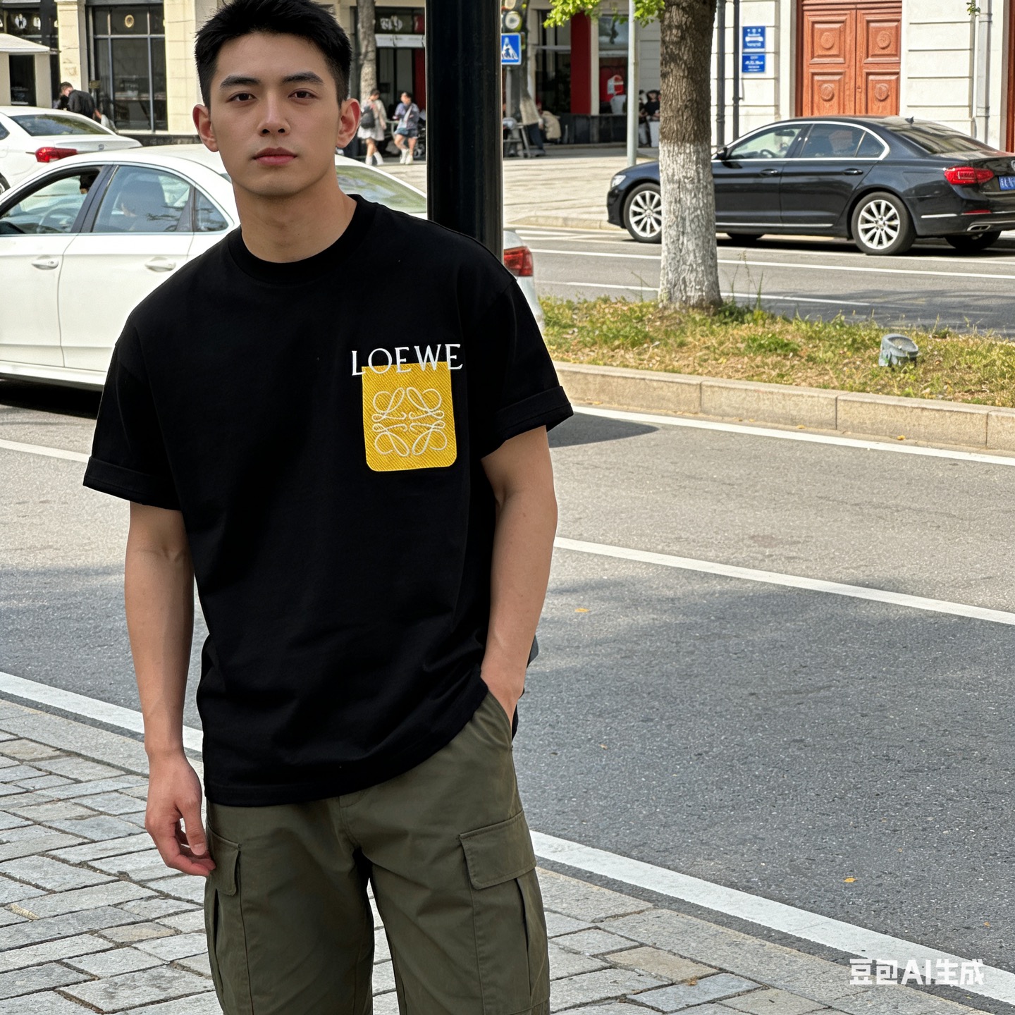Loewe 26SS Faux Pocket Contrast Logo Short Sleeve T-Shirt -3