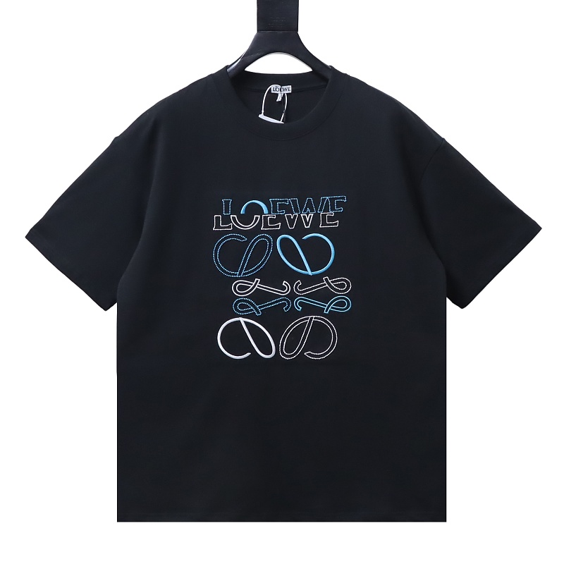 Loewe 26SS Misaligned Logo Embroidered Short Sleeve T-Shirt -2