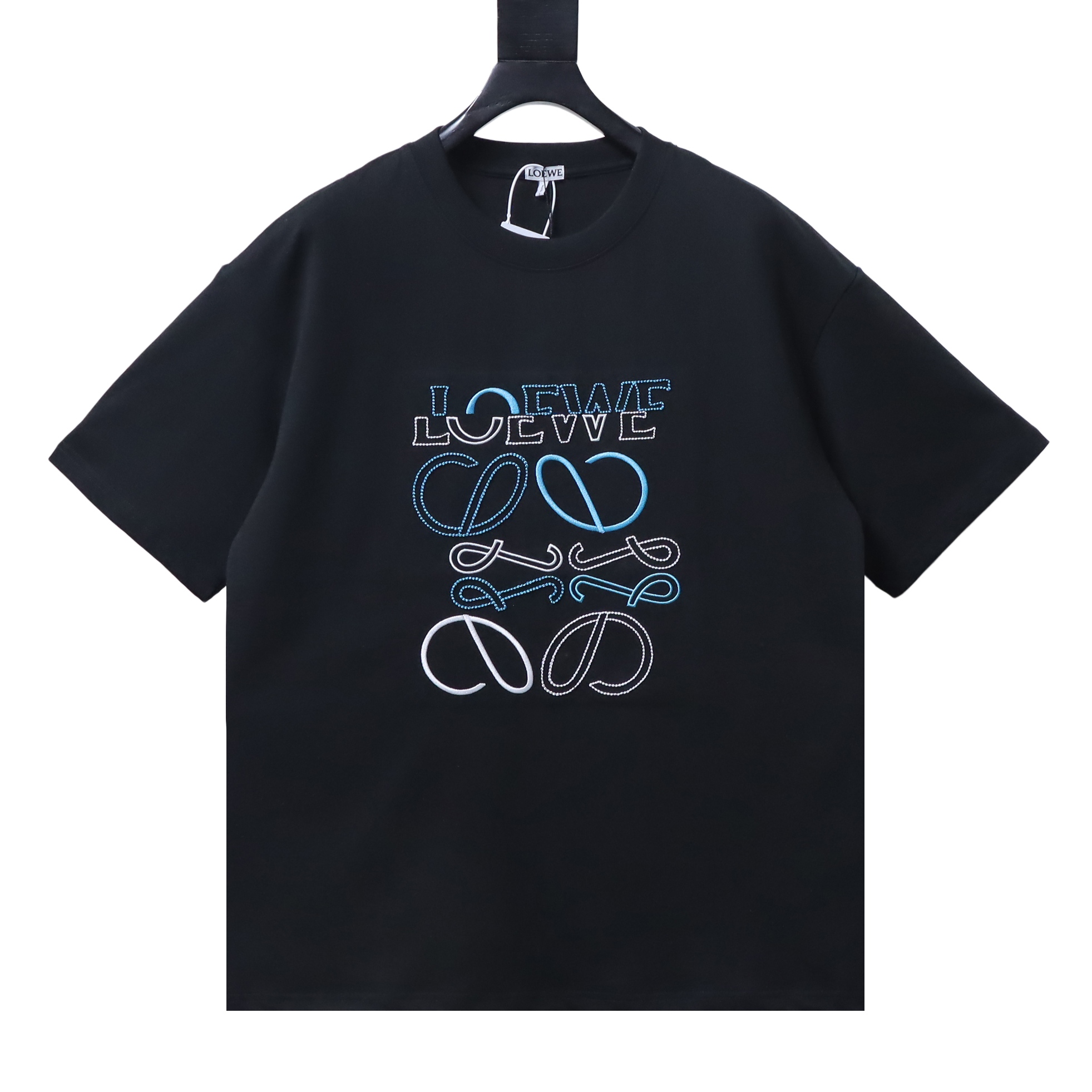 Loewe 26SS Misaligned Logo Embroidered Short Sleeve T-Shirt -2