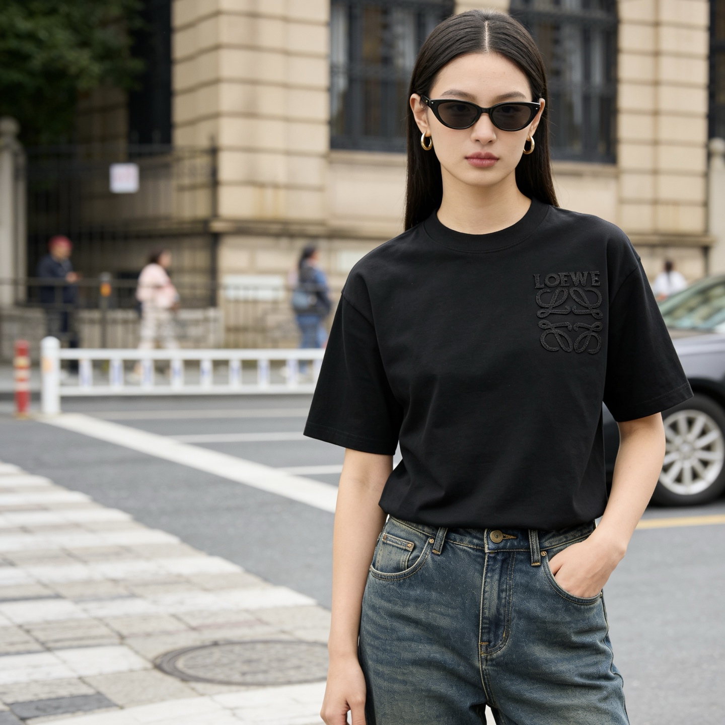 Loewe 26SS Tonal Logo Woven Embroidered Short Sleeve T-Shirt -2
