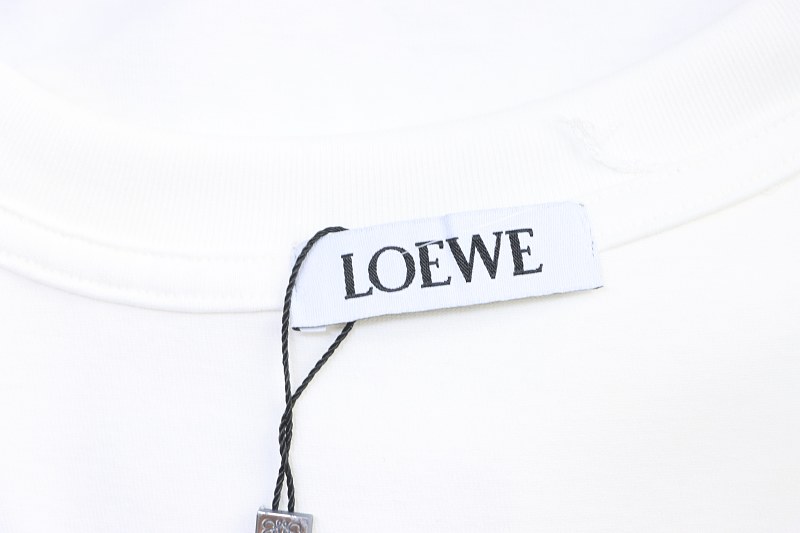 Loewe Back and Cuff Hand-Cut Embroidered Crewneck Short Sleeve T-Shirt -1