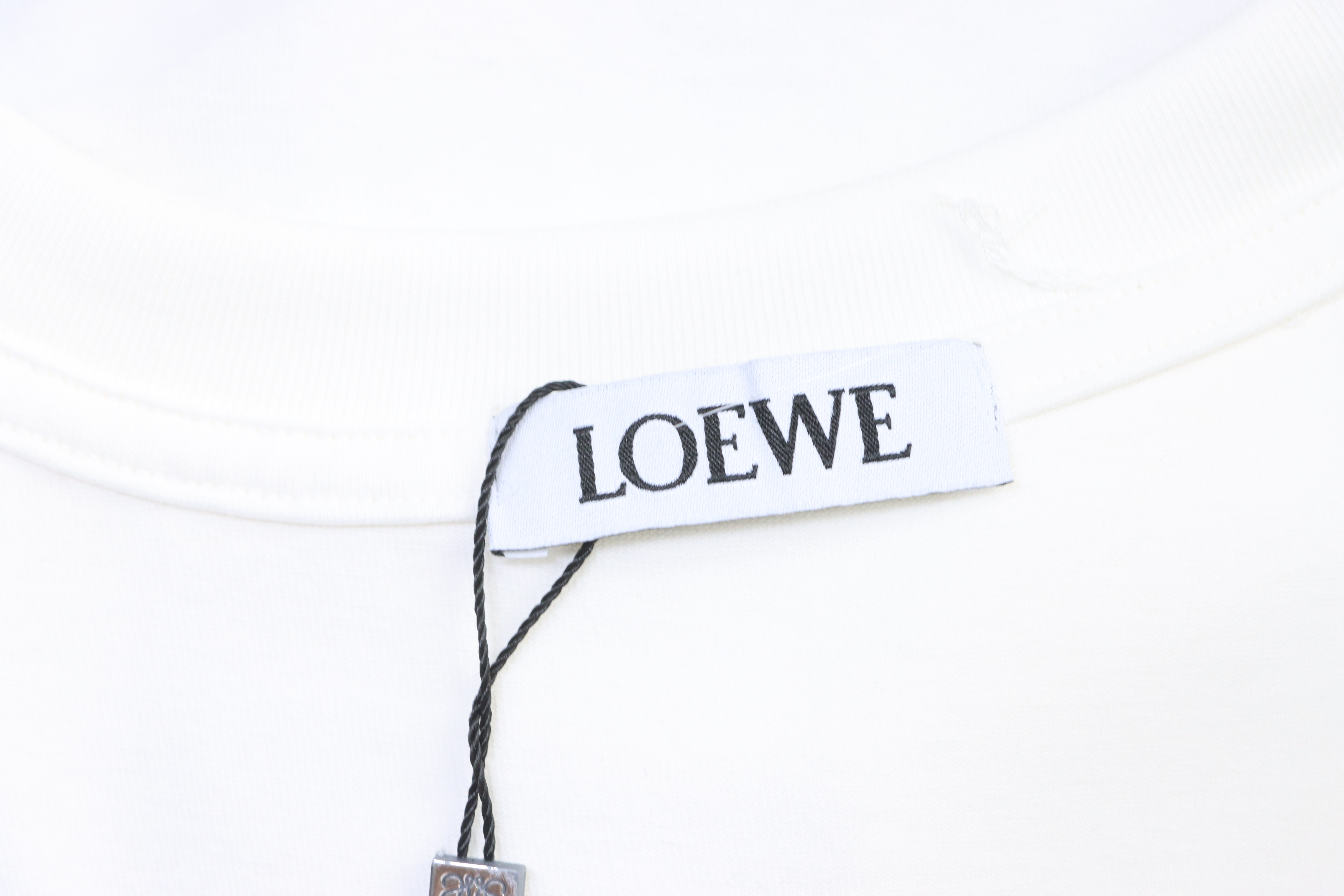 Loewe Back and Cuff Hand-Cut Embroidered Crewneck Short Sleeve T-Shirt -1