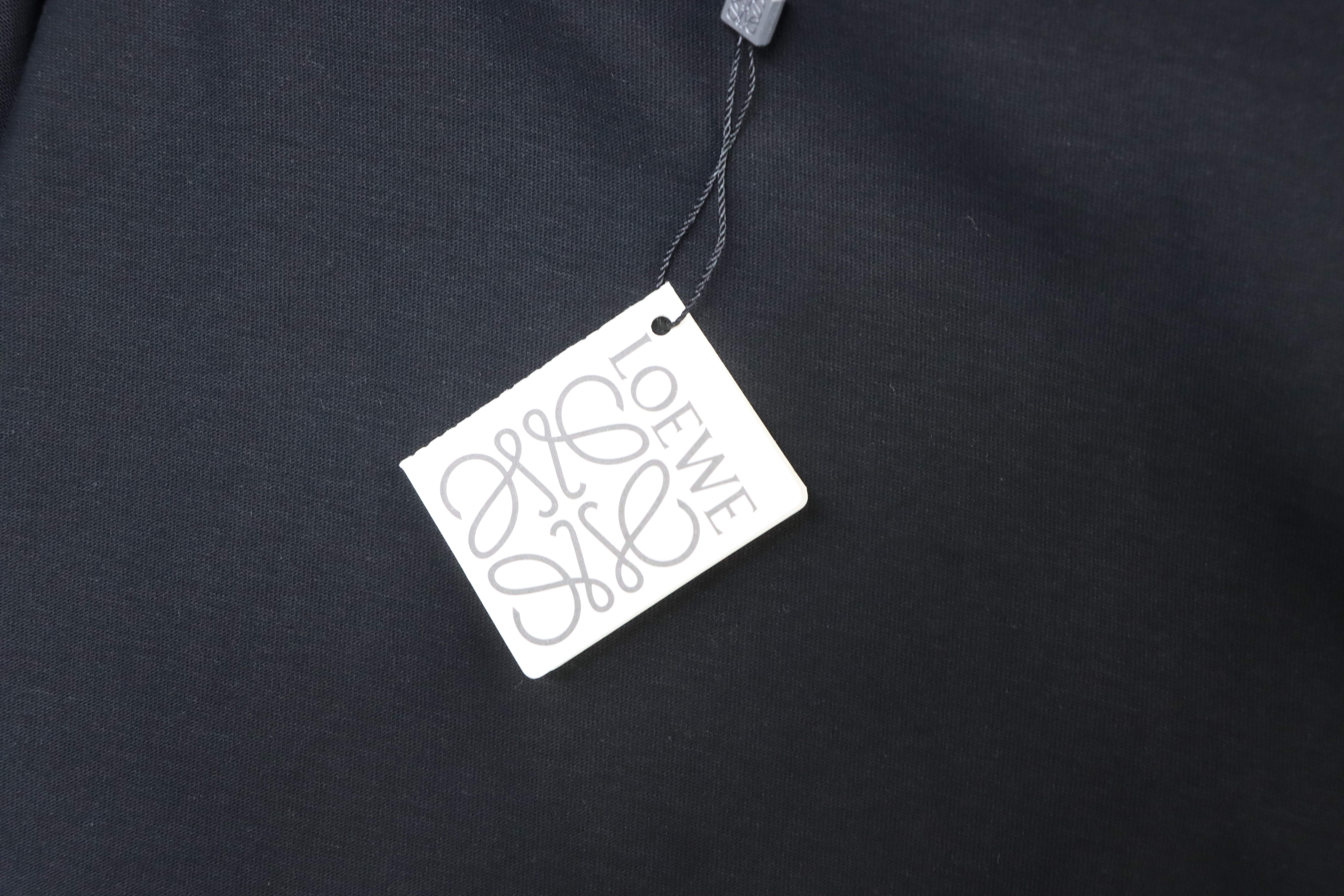 Loewe Back and Cuff Hand-Cut Embroidered Crewneck Short Sleeve T-Shirt -2