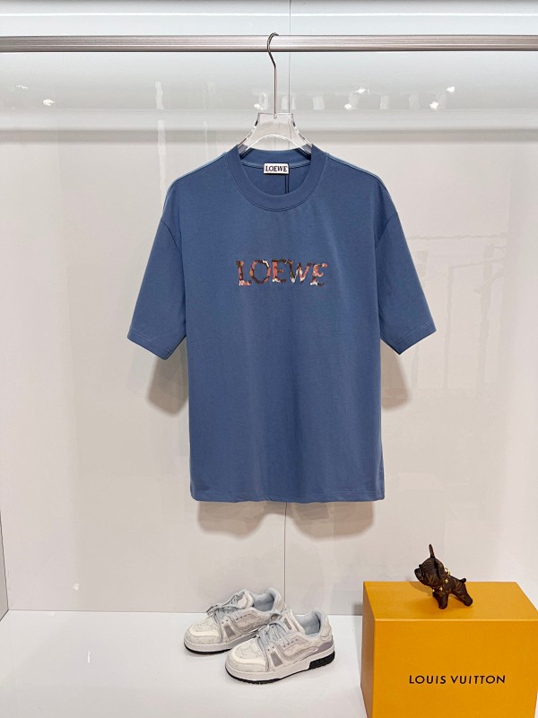 Loewe Back and Cuff Hand-Cut Embroidered Crewneck Short Sleeve T-Shirt -3