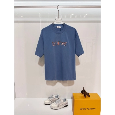 Loewe Back and Cuff Hand-Cut Embroidered Crewneck Short Sleeve T-Shirt -3 01