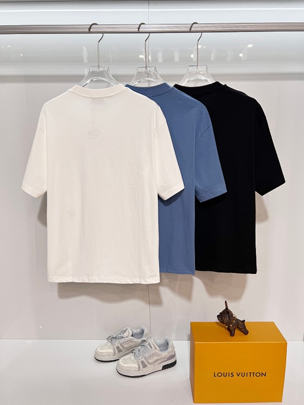 Loewe Back and Cuff Hand-Cut Embroidered Crewneck Short Sleeve T-Shirt -3