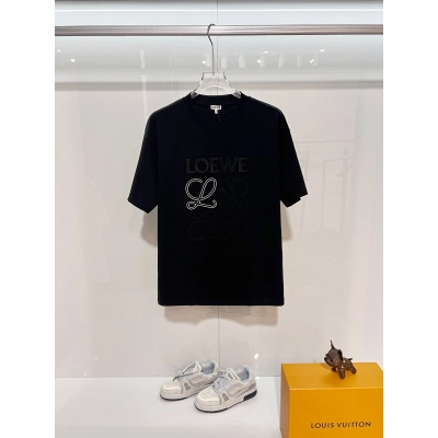 Loewe Back and Cuff Hand-Cut Embroidered Crewneck Short Sleeve T-Shirt -4 01