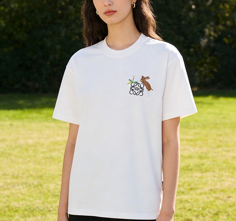 Loewe Bunny Embroidered Crewneck Short Sleeve T-Shirt -1