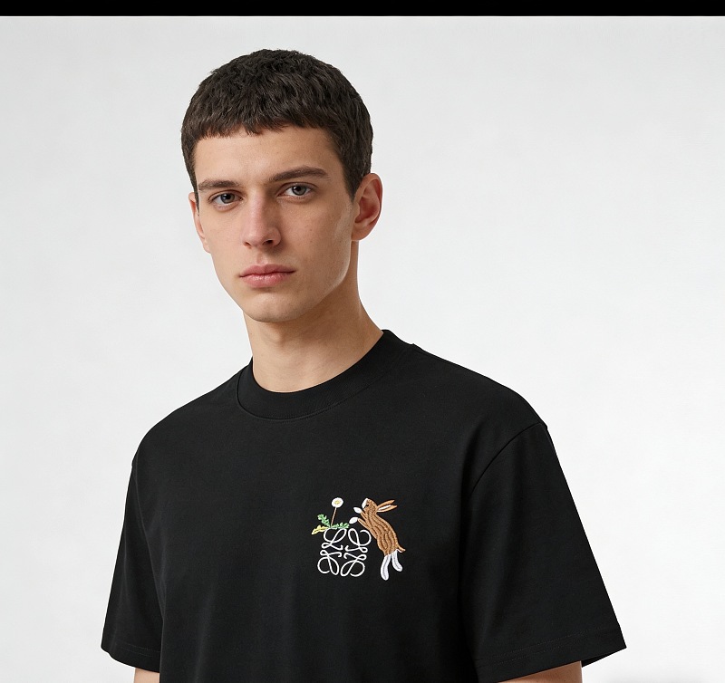 Loewe Bunny Embroidered Crewneck Short Sleeve T-Shirt -2