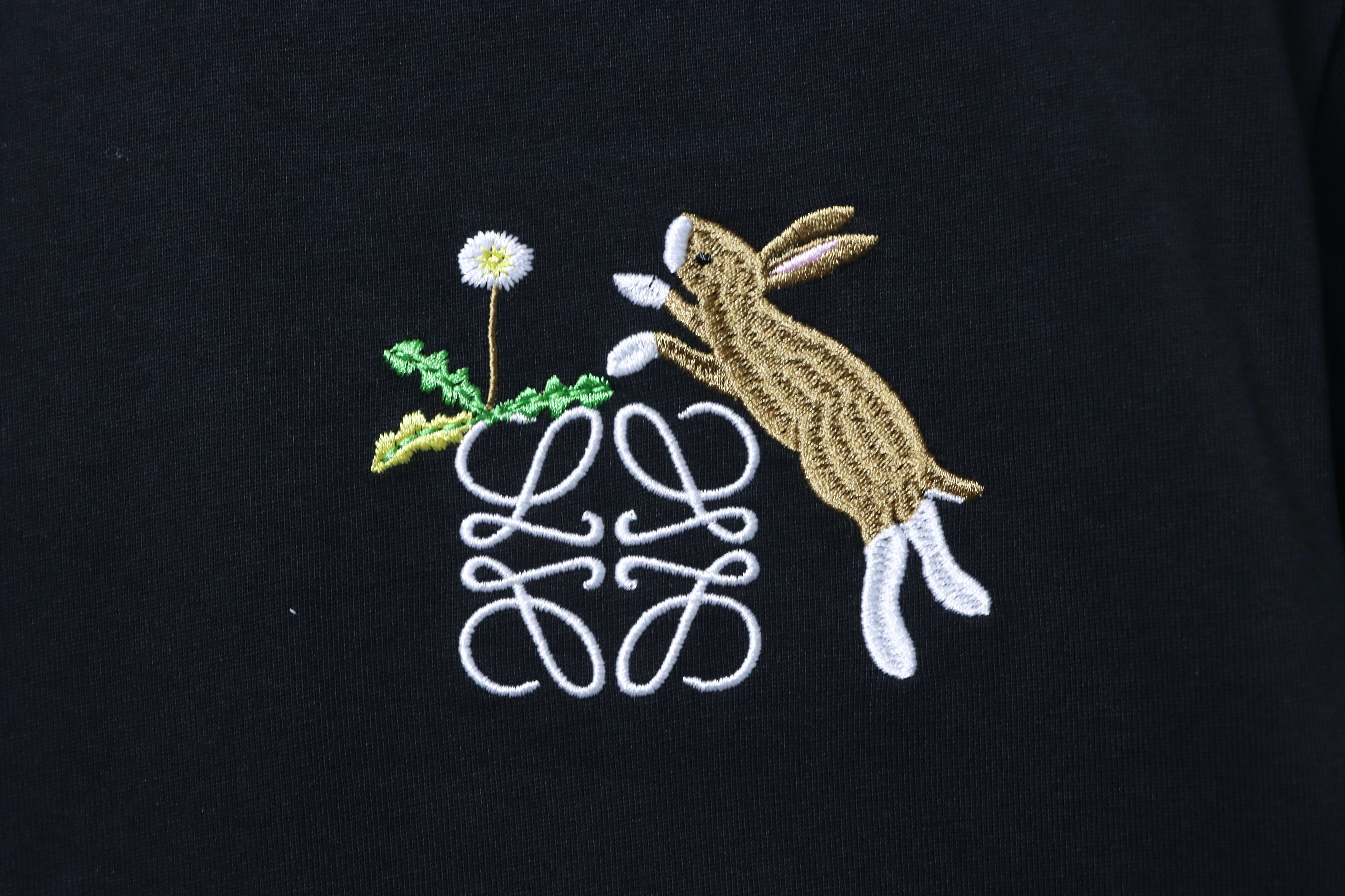 Loewe Bunny Embroidered Crewneck Short Sleeve T-Shirt -2