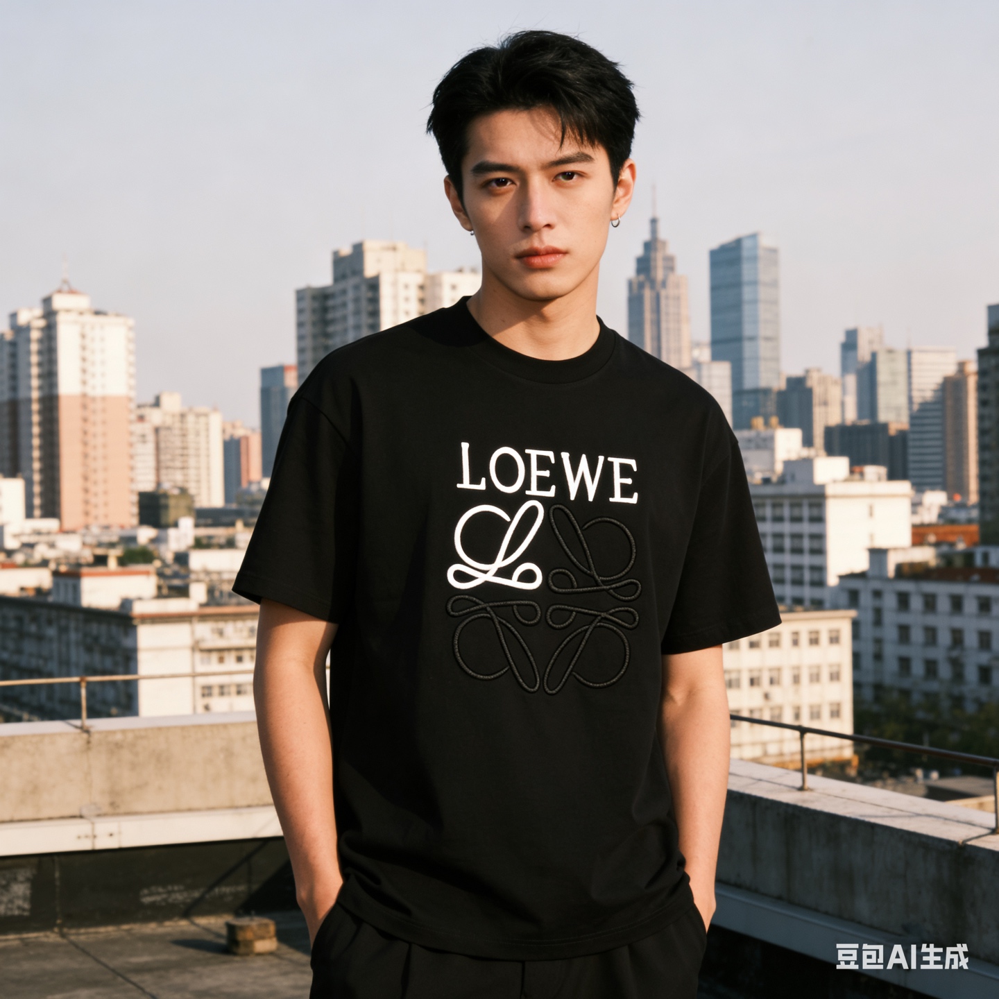 Loewe Chest Embroidered Contrast Logo Short Sleeve T-Shirt -1