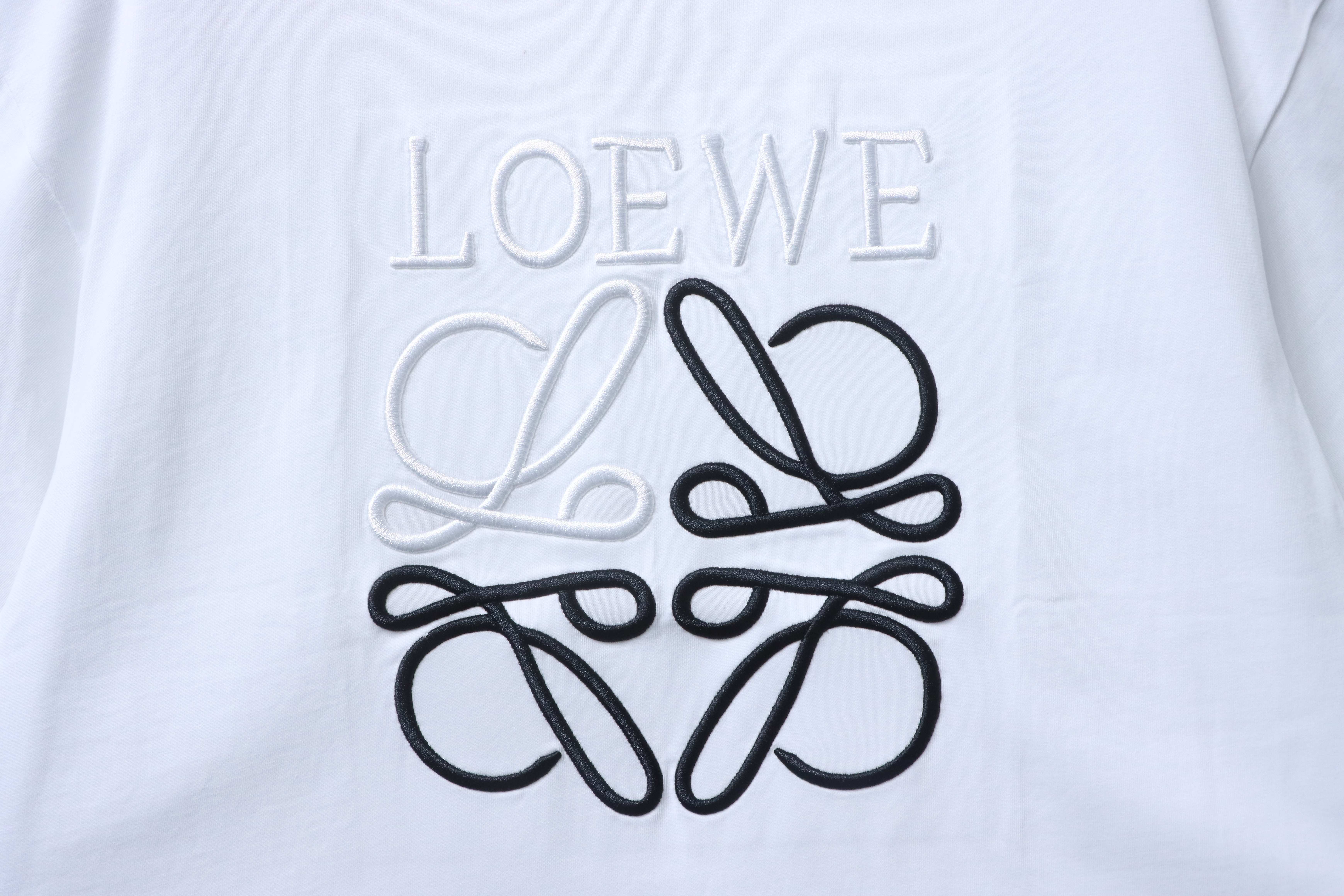 Loewe Chest Embroidered Contrast Logo Short Sleeve T-Shirt -3