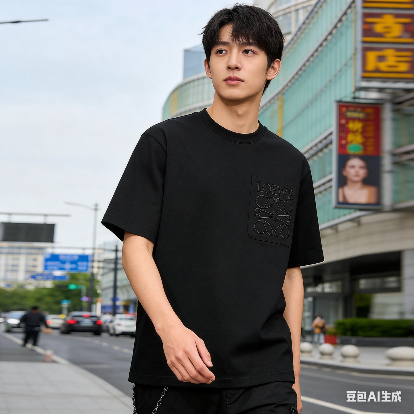 Loewe Classic Embroidered Letter Pocket Short Sleeve T-Shirt -1