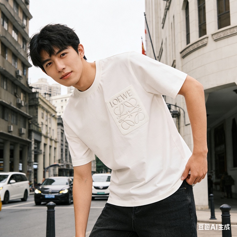 Loewe Classic Embroidered Letter Pocket Short Sleeve T-Shirt -2