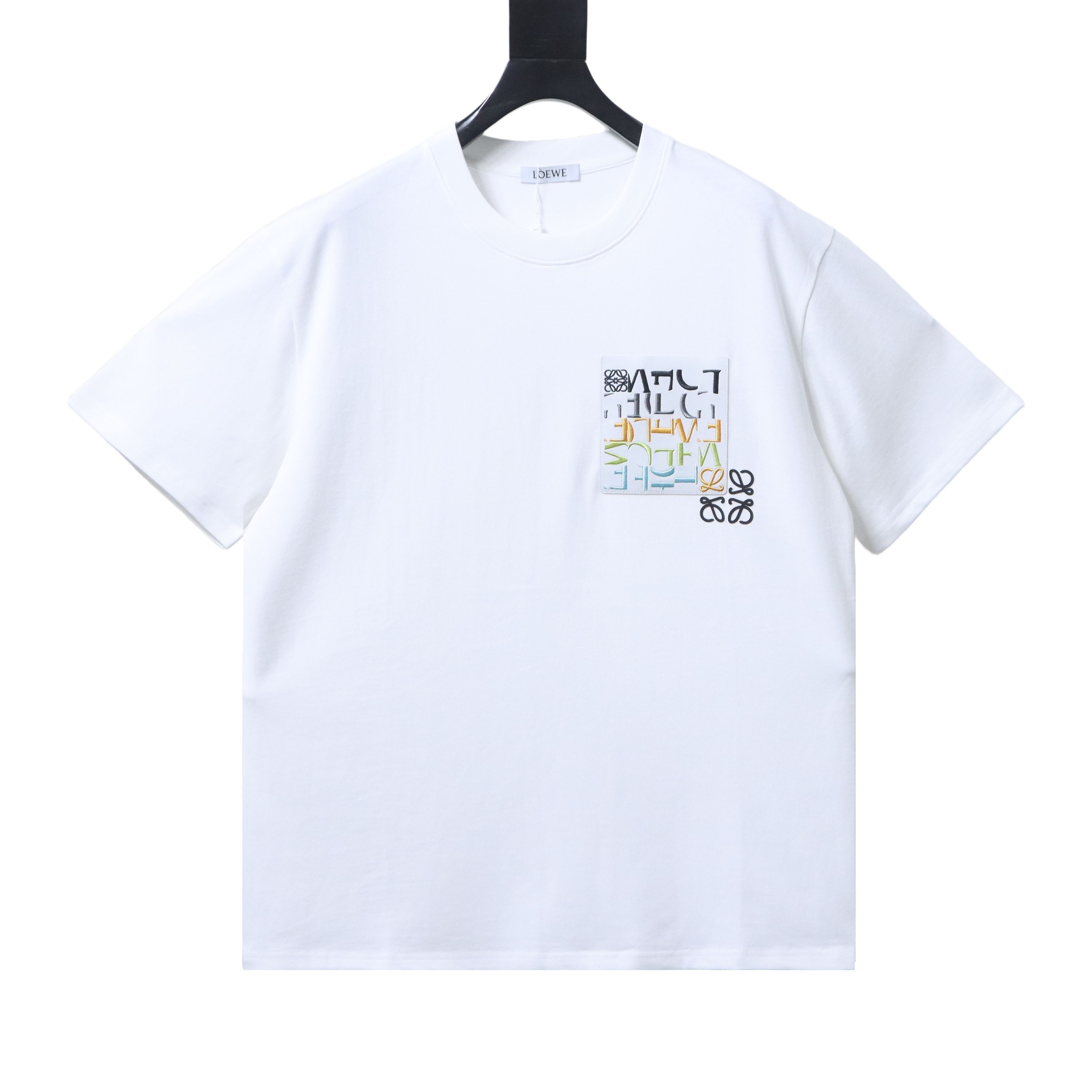 Loewe Faux Pocket Misaligned Letter Embroidered Short Sleeve T-Shirt -1