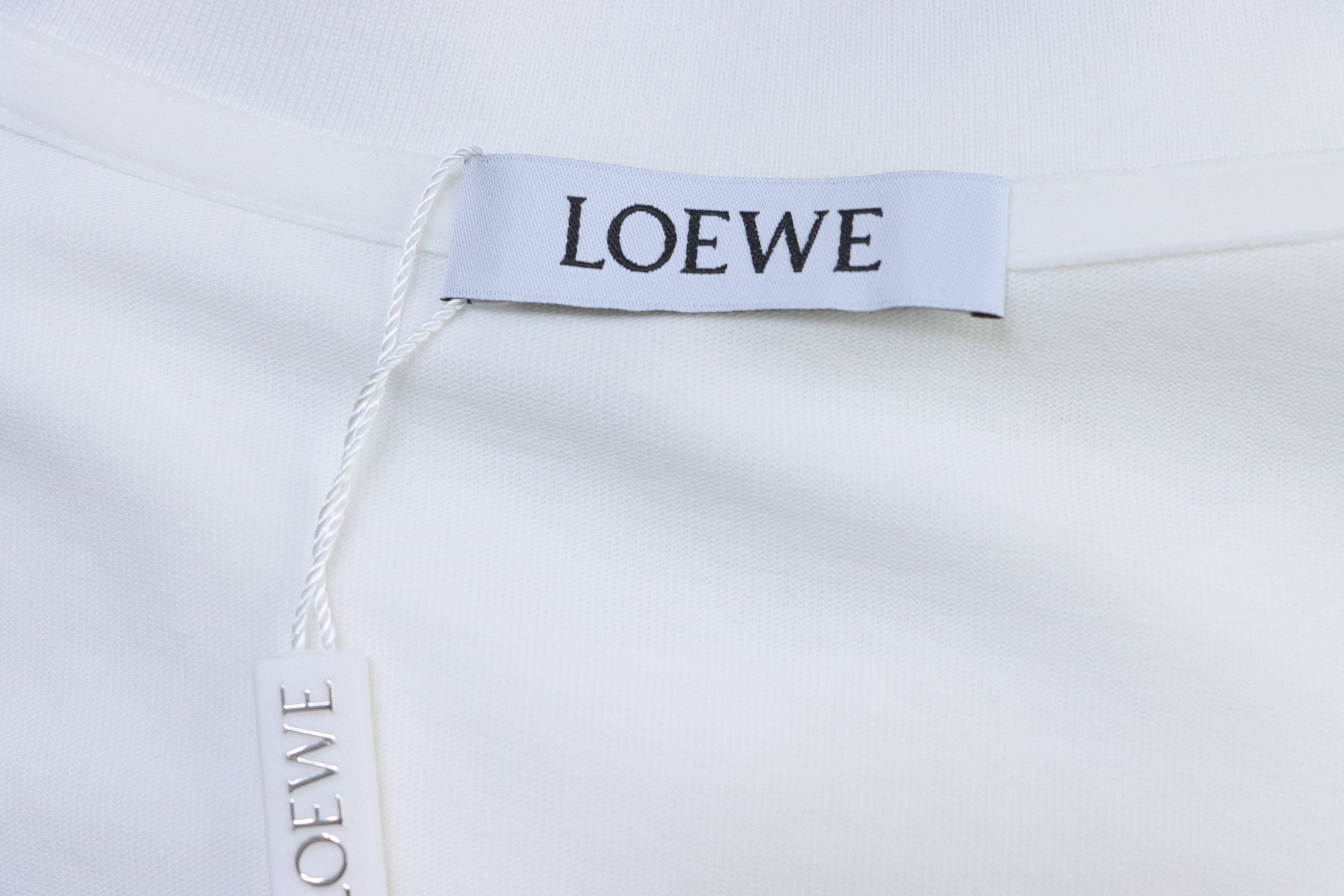 Loewe Faux Pocket Misaligned Letter Embroidered Short Sleeve T-Shirt -1