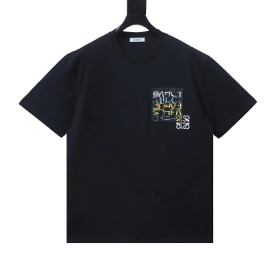 Loewe Faux Pocket Misaligned Letter Embroidered Short Sleeve T-Shirt -2 01