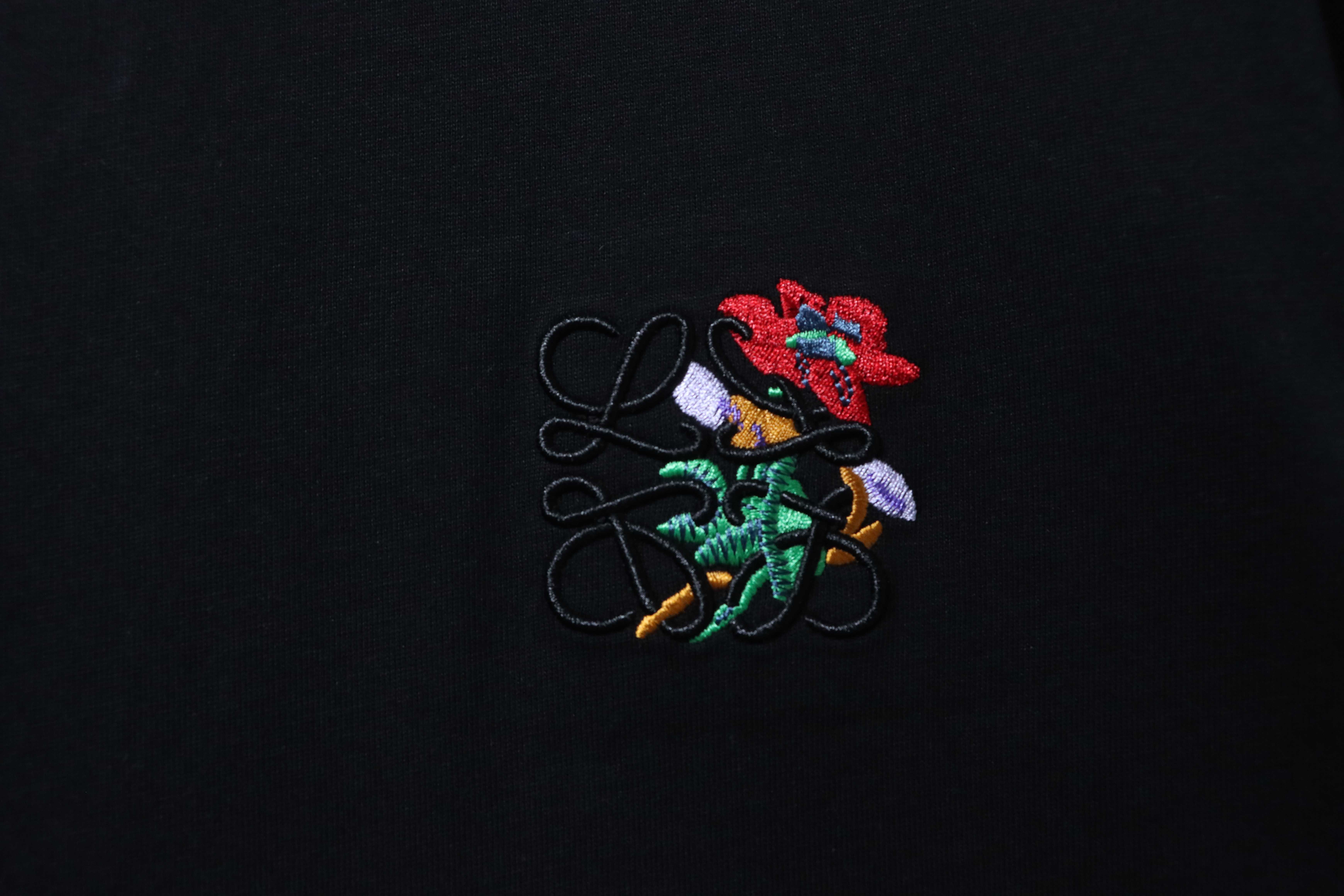 Loewe Floral Embroidered Logo Short Sleeve T-Shirt -1